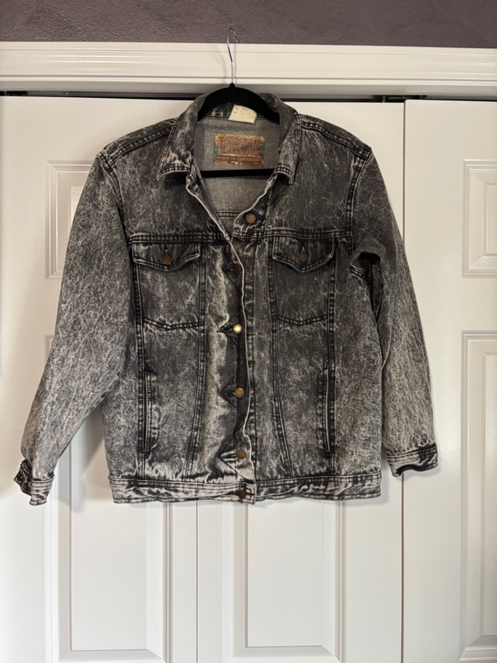 90s Mens Black Acid-Wash Denim Jacket by Made in the Shade